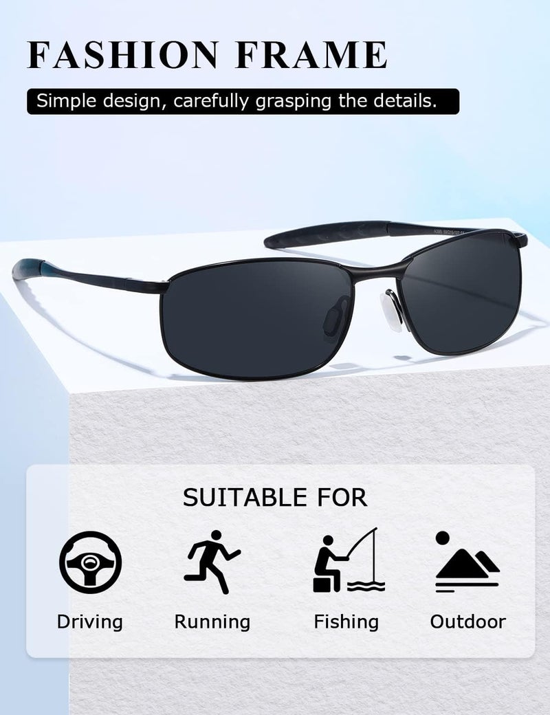 AEVOGUE Polarized Sunglasses For Men Rectangle Metal Frame Retro Sun Glasses AE0395 - Image 3